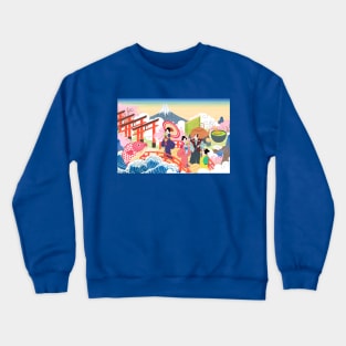 Geisha on Bridge Crewneck Sweatshirt